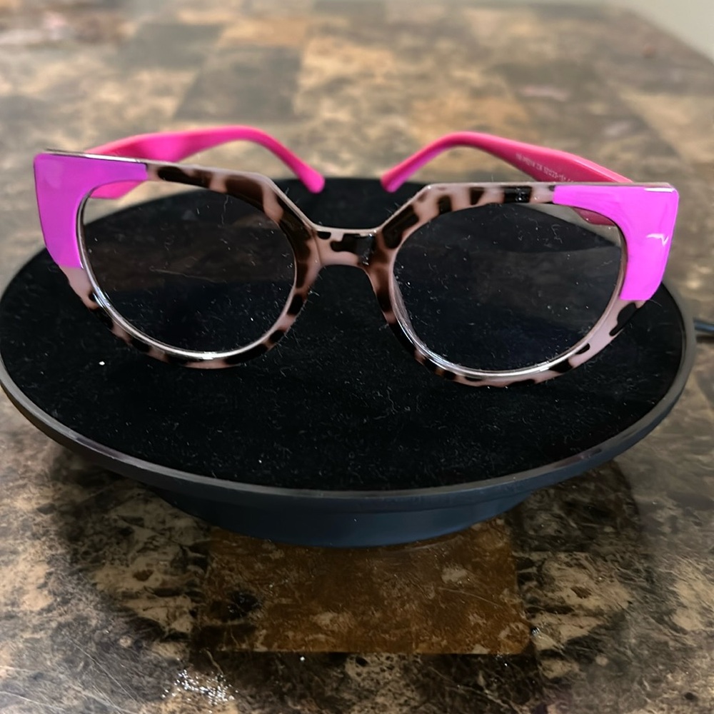 NWOT-Cat Eye Color Block TR Frame Clear Lens Leopard Glasses